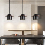 Gravitas Lumina Pendant Light in Black Travertine and Walnut
