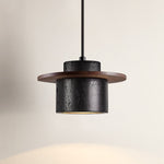Gravitas Lumina Pendant Light in Black Travertine and Walnut