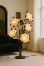 Green Blossom Floor Lamp – Sculptural Sage Bloom with Matte Black Stems