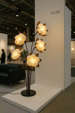 Green Blossom Floor Lamp – Sculptural Sage Bloom with Matte Black Stems