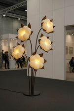 Green Blossom Floor Lamp – Sculptural Sage Bloom with Matte Black Stems