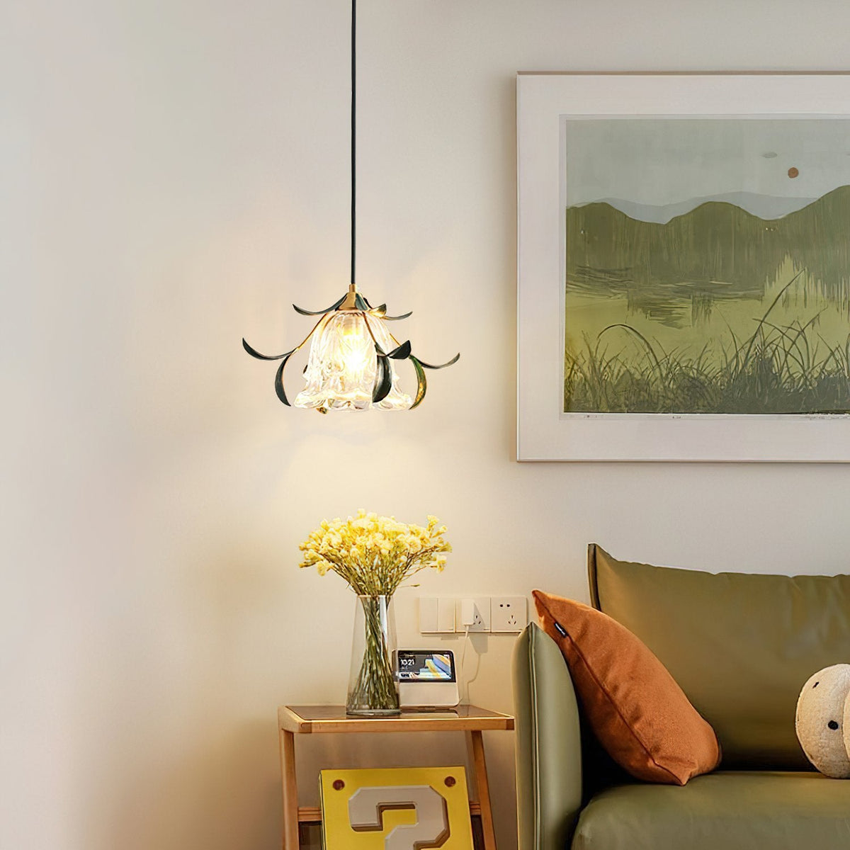 Green Leaf Floral Pendant Light