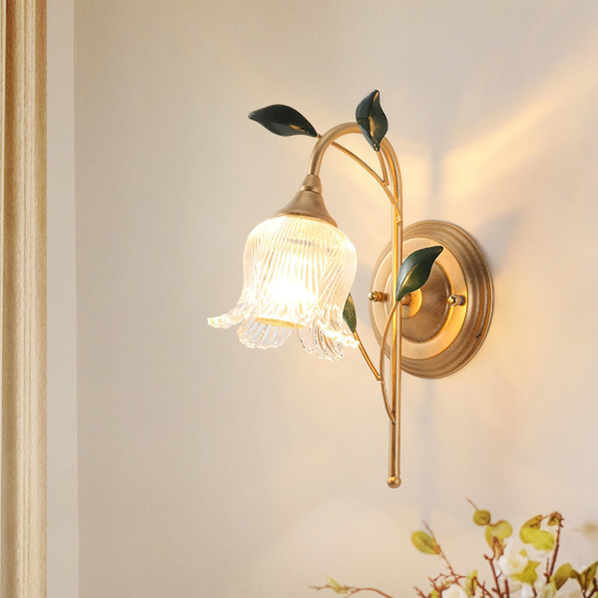 Green Leaf Floral Wall Light