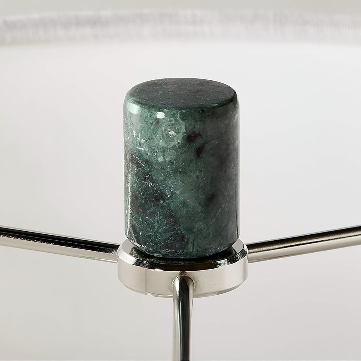 Green Marble Table Lamp with White Drum Shade for Modern Interiors