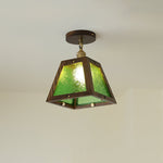 Verdant Art Glass Ceiling Pendant with Walnut Accents