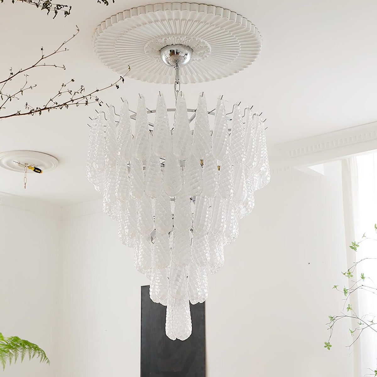 grid-glass-waterfall-chandelier