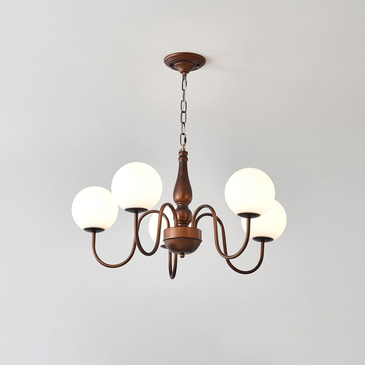 Grove Balls Chandelier – Frosted Glass & Copper-Tone Metal Pendant Light