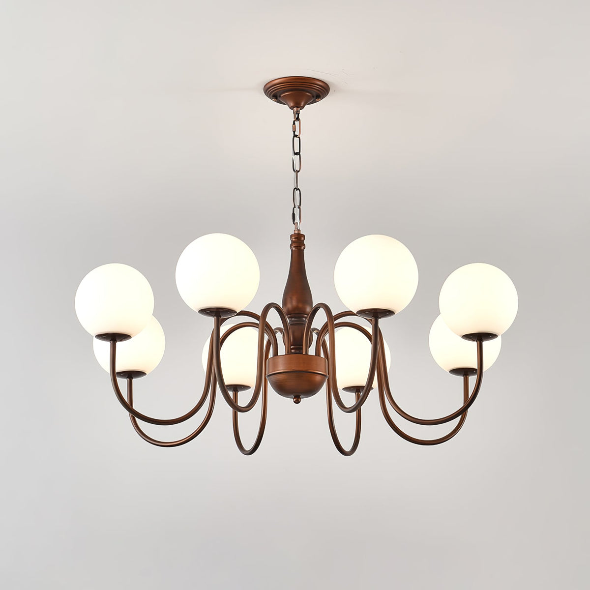 Grove Balls Chandelier – Frosted Glass & Copper-Tone Metal Pendant Light