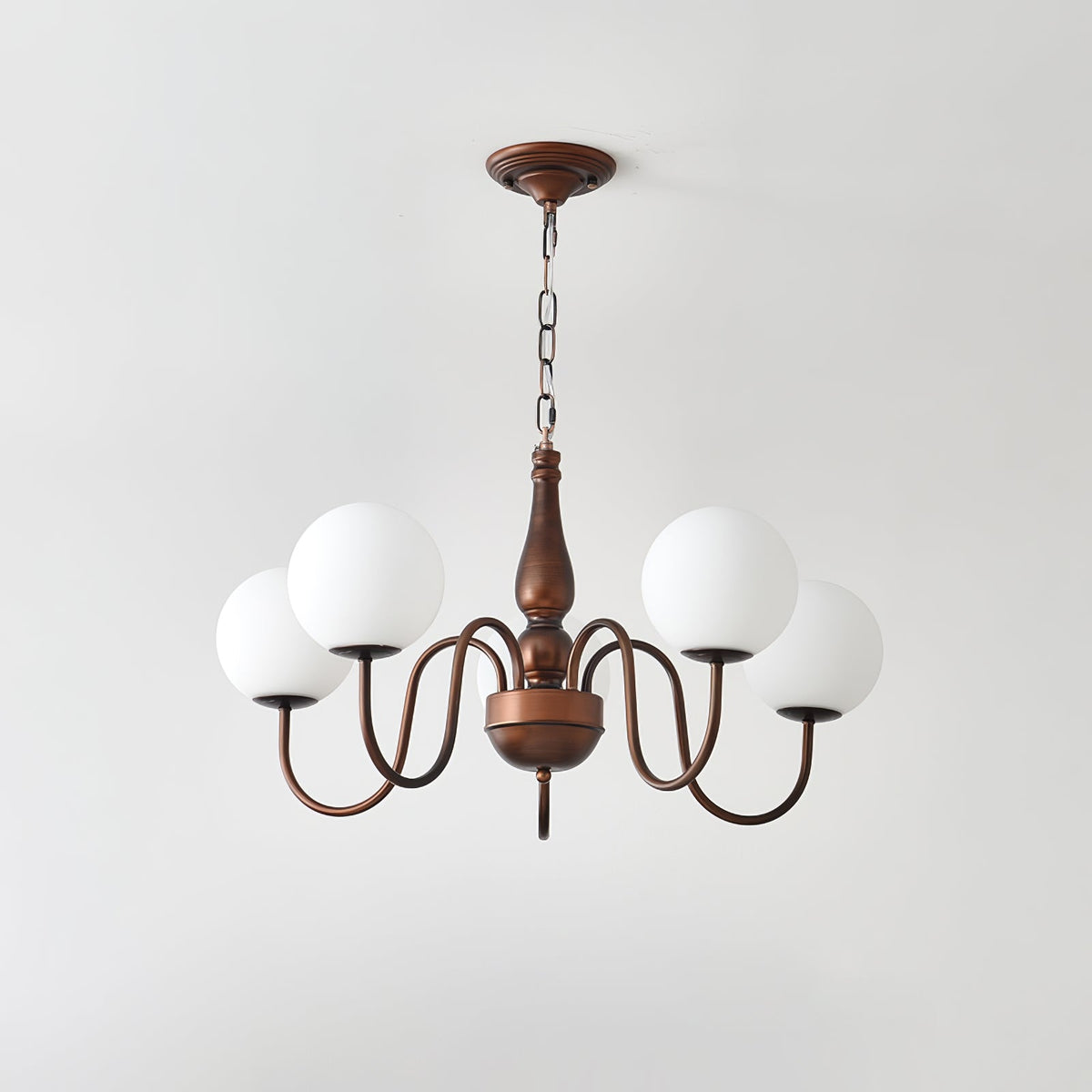 Grove Balls Chandelier – Frosted Glass & Copper-Tone Metal Pendant Light