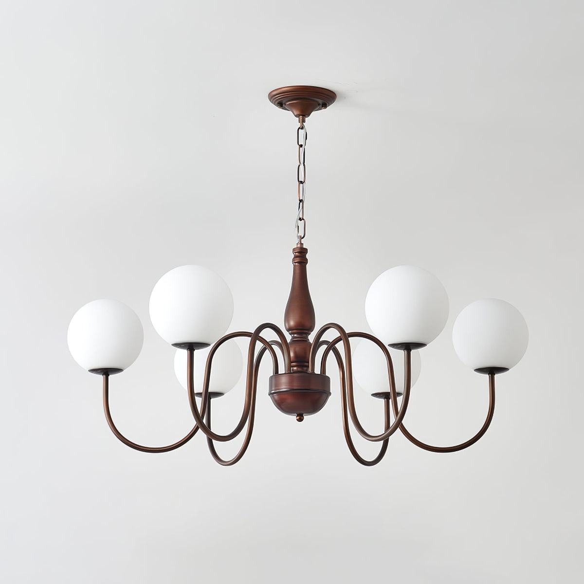 Grove Balls Chandelier – Frosted Glass & Copper-Tone Metal Pendant Light
