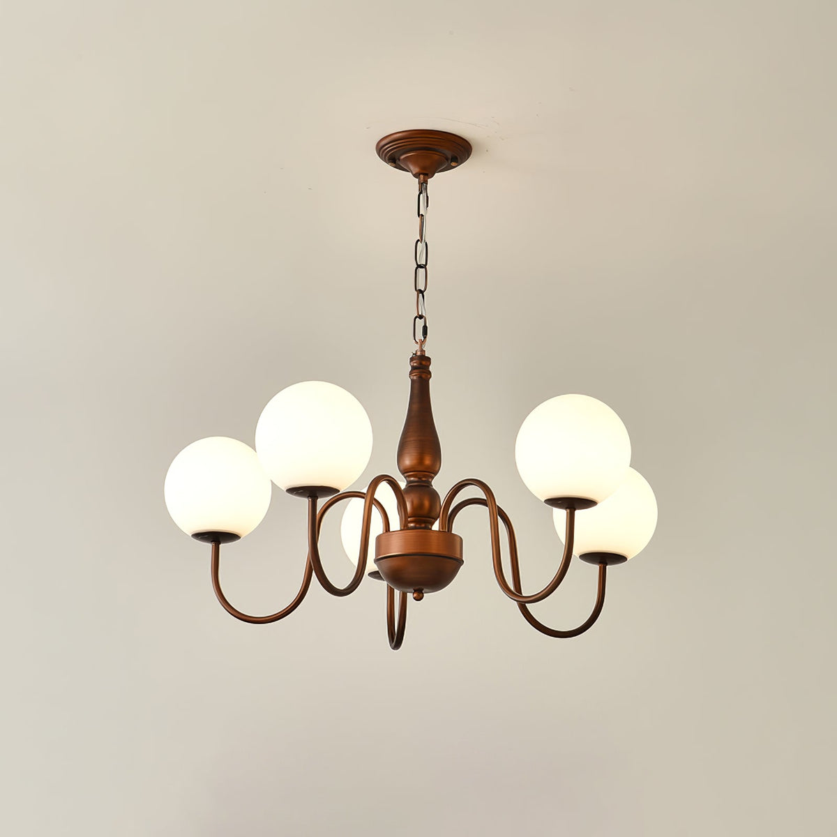 Grove Balls Chandelier – Frosted Glass & Copper-Tone Metal Pendant Light