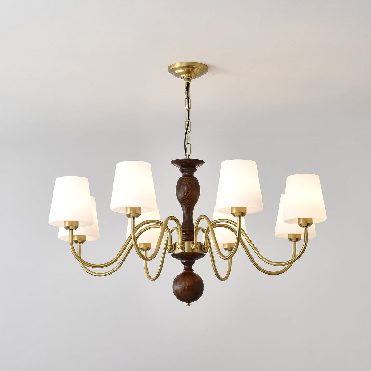 Grove Haven Wood and Brass Chandelier for Dining Room and Living Room