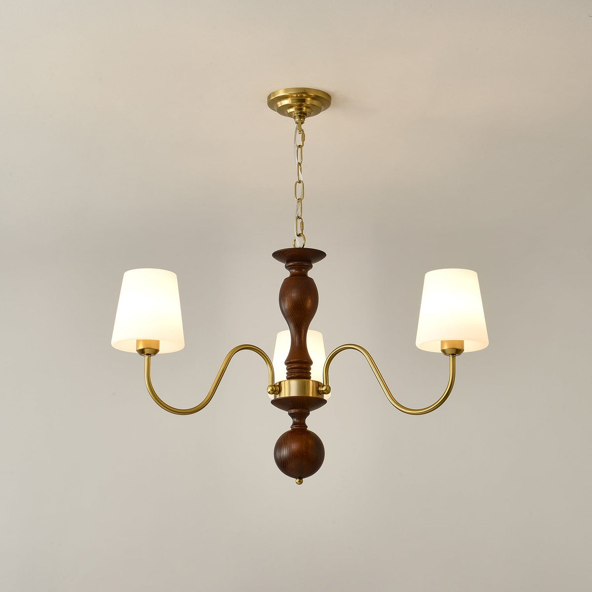 Grove Haven Wood and Brass Chandelier for Dining Room and Living Room