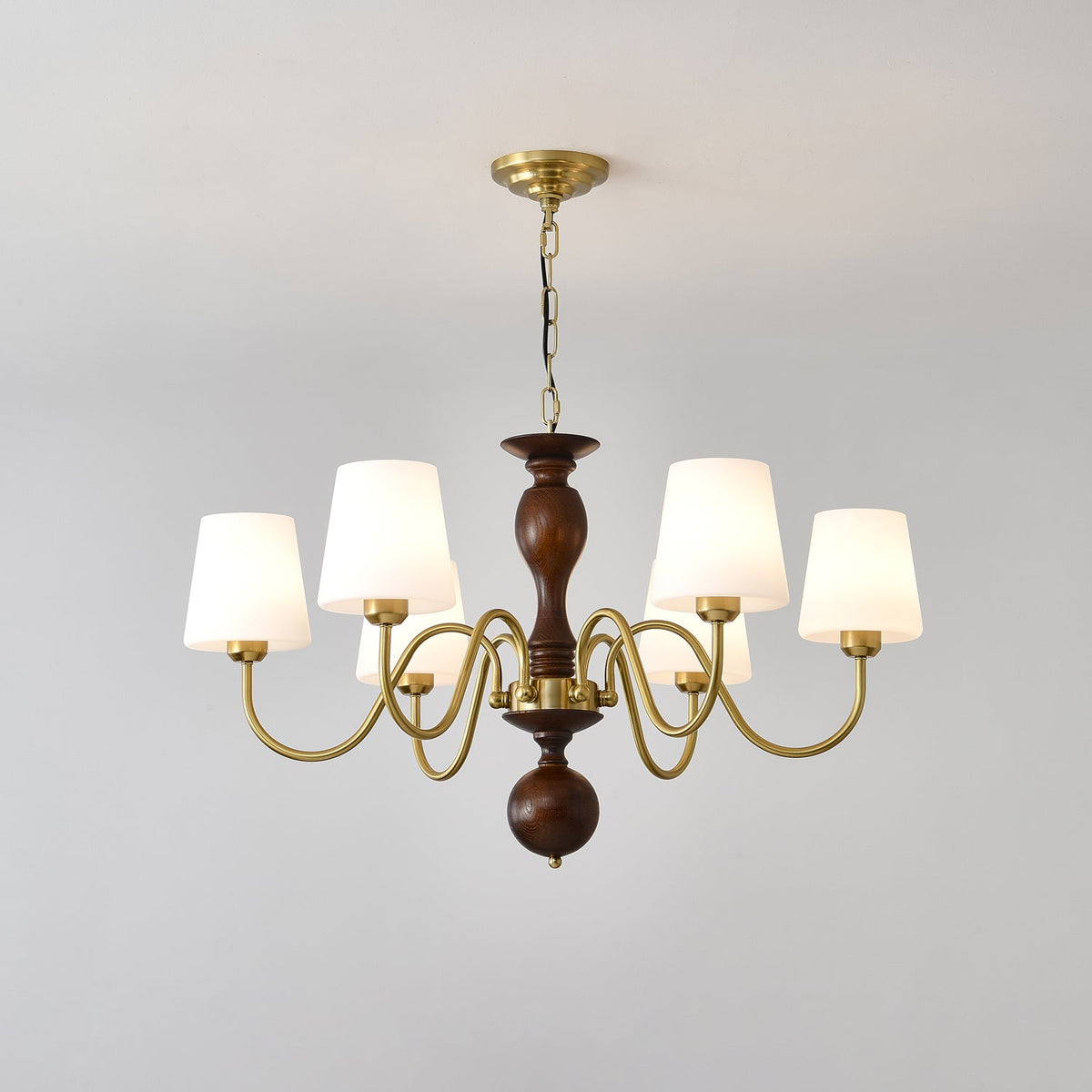 Grove Haven Wood and Brass Chandelier for Dining Room and Living Room