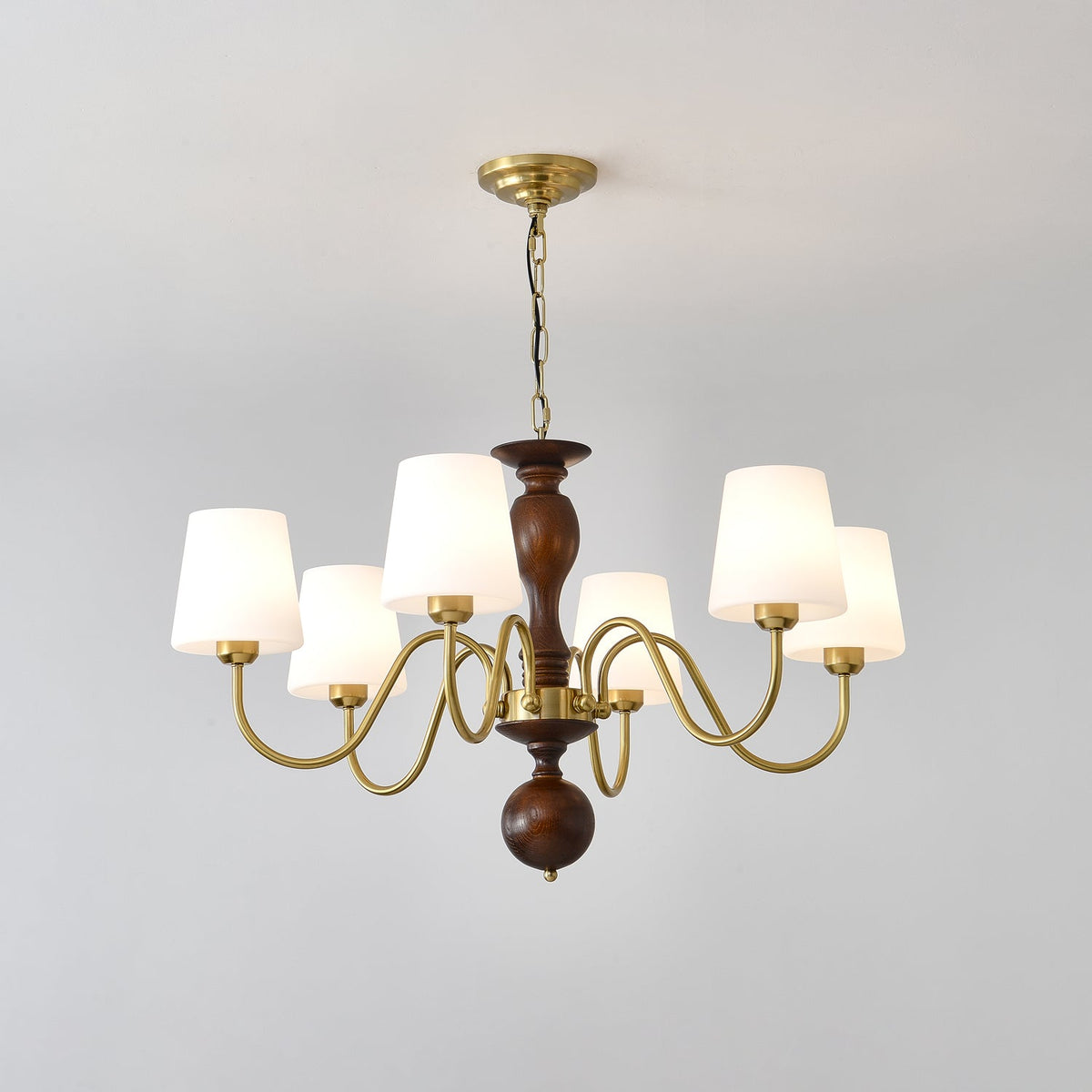 Grove Haven Wood and Brass Chandelier for Dining Room and Living Room