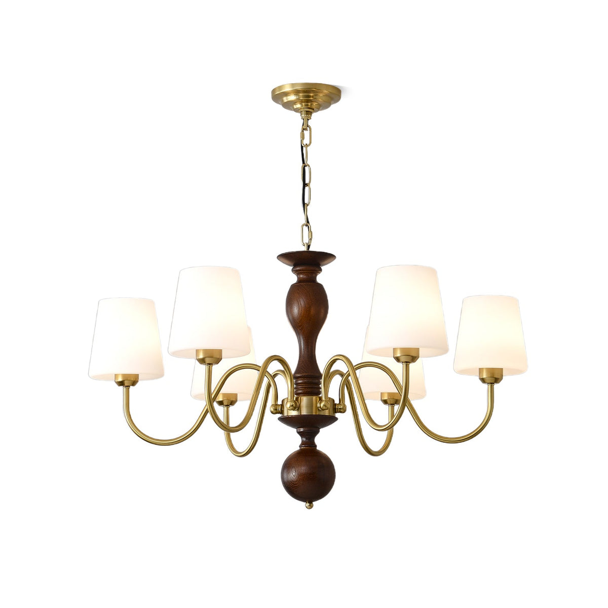 Grove Haven Wood and Brass Chandelier for Dining Room and Living Room