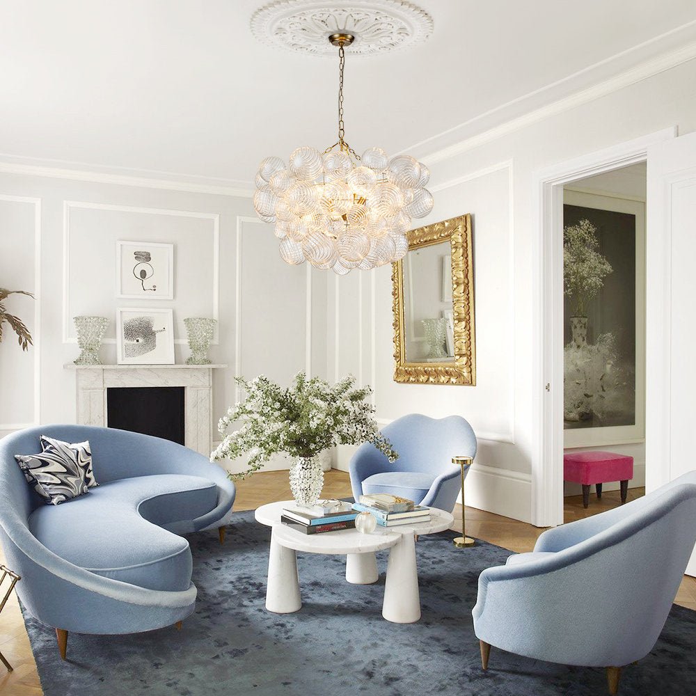 Lumière Cascade Glass Ball Chandelier – Modern Sculptural Pendant Light