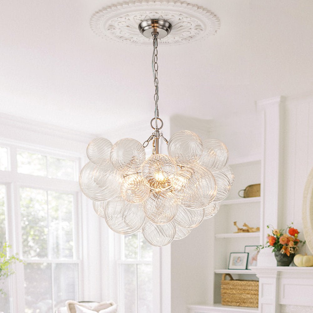 Lumière Cascade Glass Ball Chandelier – Modern Sculptural Pendant Light
