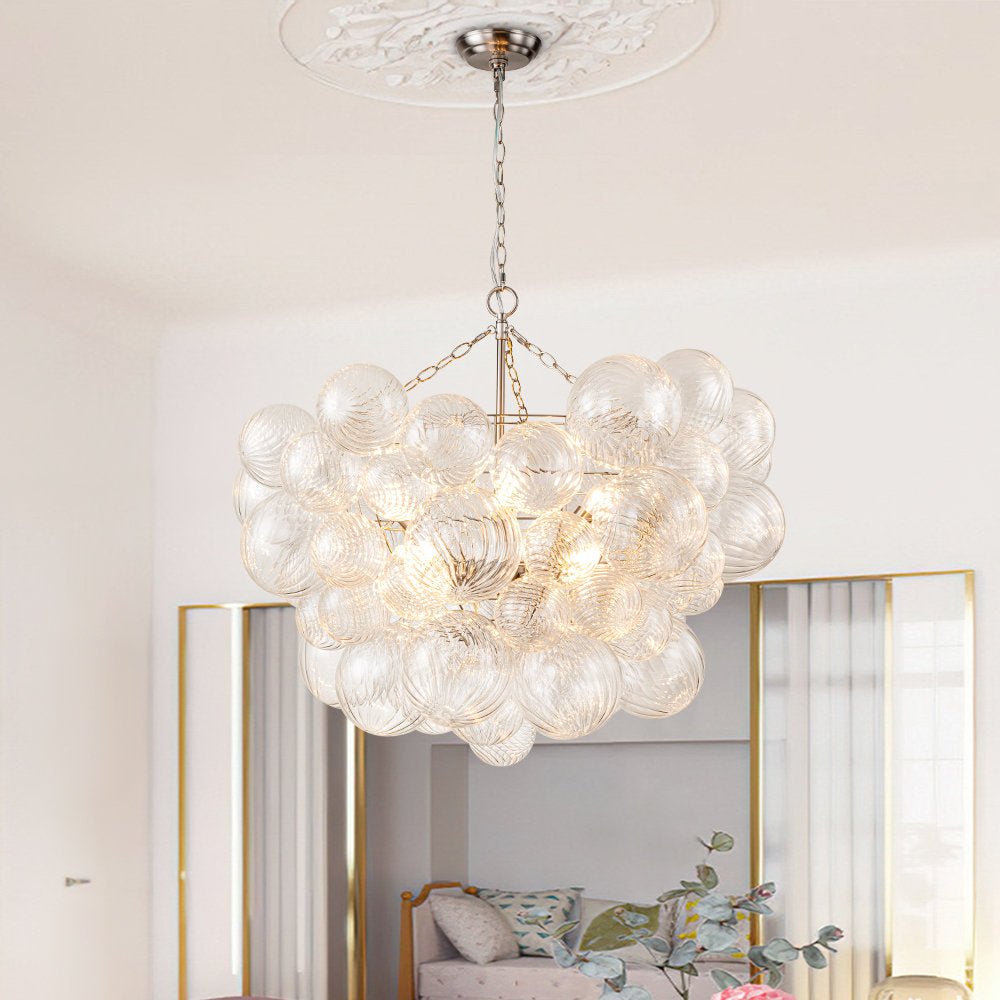 Lumière Cascade Glass Ball Chandelier – Modern Sculptural Pendant Light
