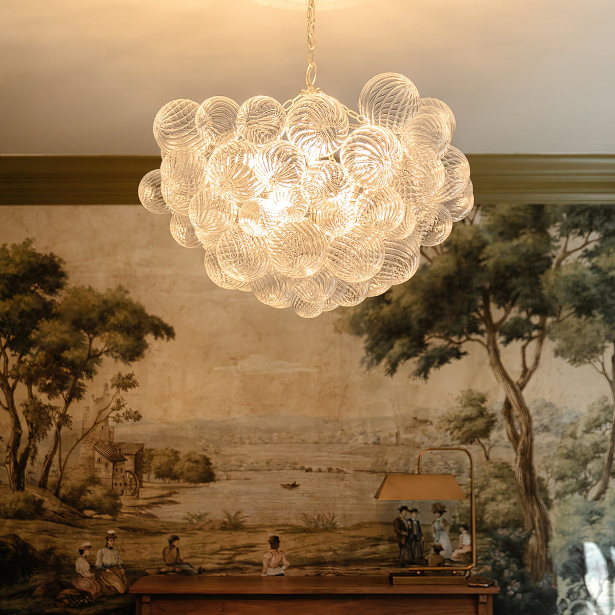 Lumière Cascade Glass Ball Chandelier – Modern Sculptural Pendant Light