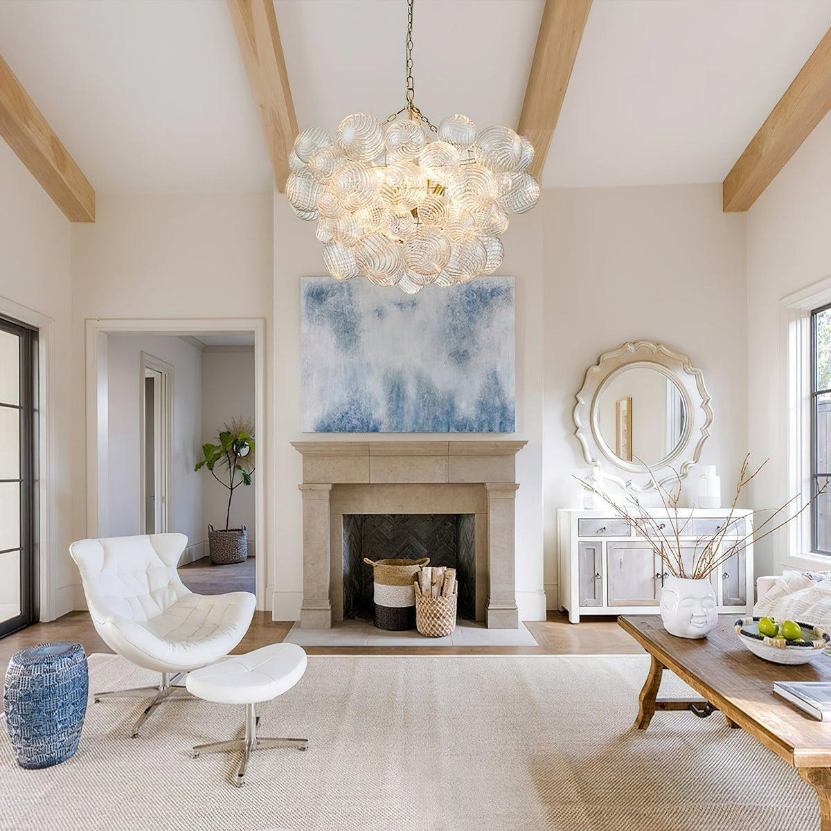 Lumière Cascade Glass Ball Chandelier – Modern Sculptural Pendant Light