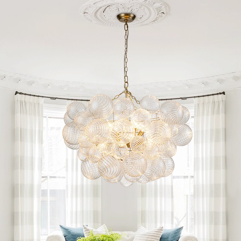 Lumière Cascade Glass Ball Chandelier – Modern Sculptural Pendant Light