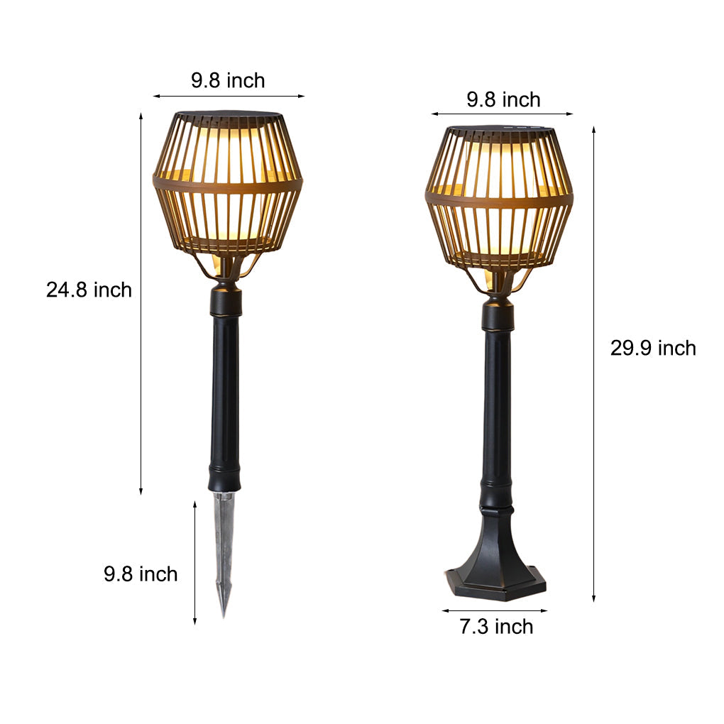 Matte Black Solar Caged Lantern for Modern Outdoor Spaces