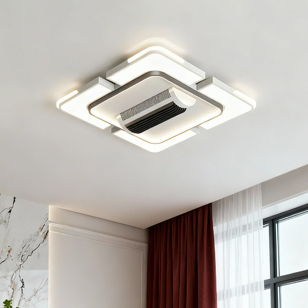 Bladeless Ceiling Fan with Full Spectrum LED Light – Modern Flush Mount