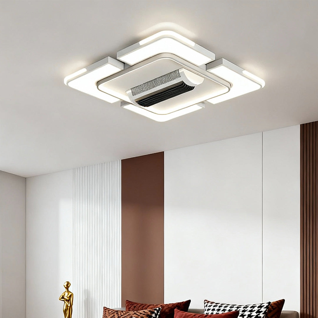Bladeless Ceiling Fan with Full Spectrum LED Light – Modern Flush Mount