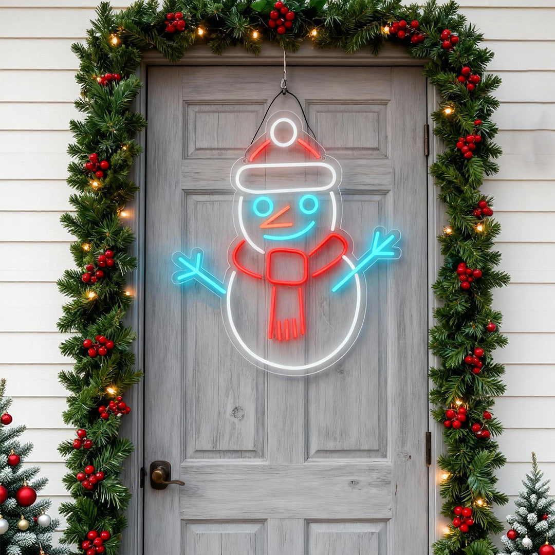 Modern Acrylic LED Snowman Sign with Dimmer for Festive Interiors