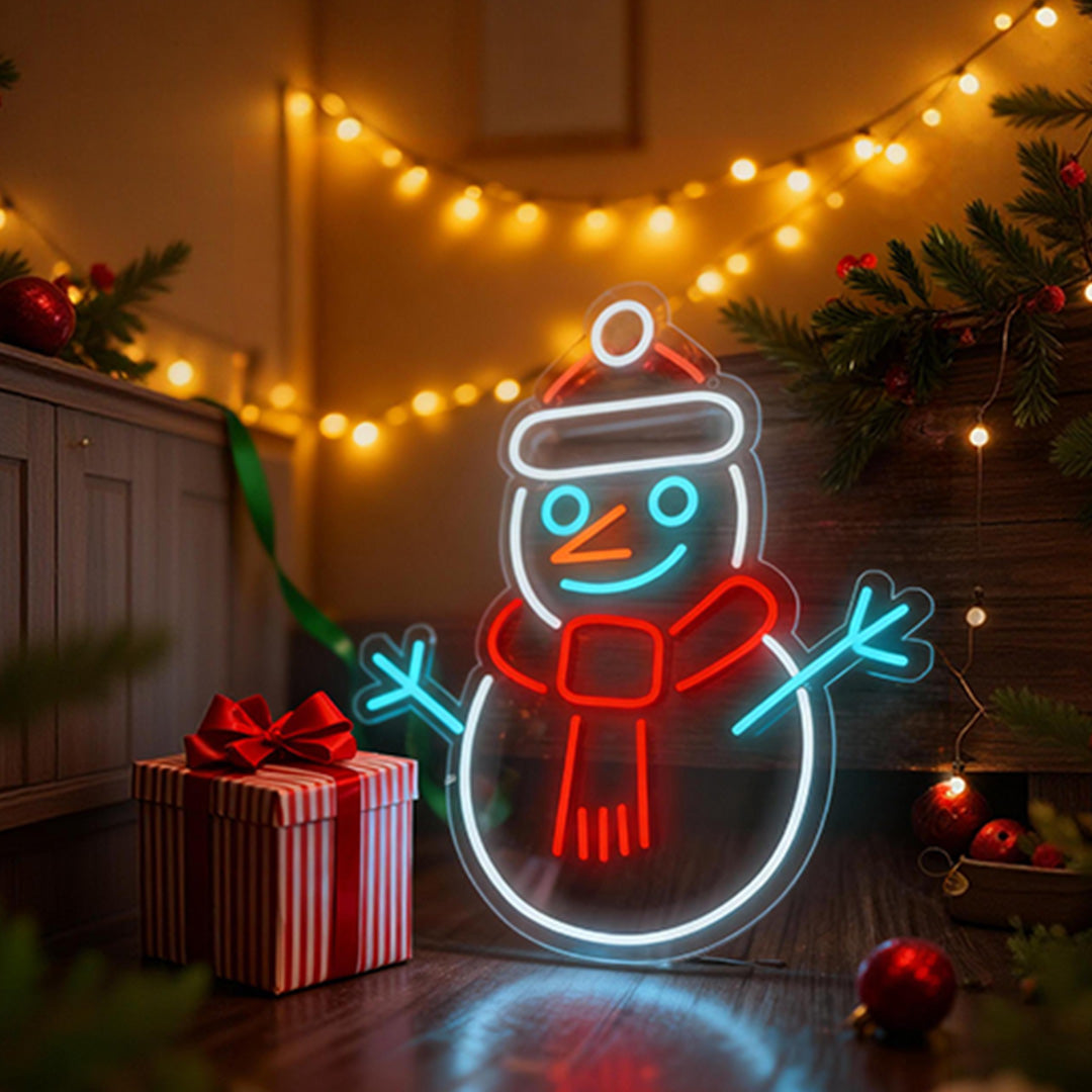 Modern Acrylic LED Snowman Sign with Dimmer for Festive Interiors