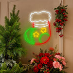 Acrylic LED Neon Christmas Stocking Wall Art for Festive Interiors