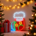 Acrylic LED Neon Christmas Stocking Wall Art for Festive Interiors