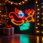 Festive LED Neon Reindeer Wall Art – Modern Christmas Glow