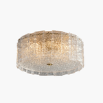 Full Copper Glass Flush Mount Ceiling Light, Modern Round Fixture for Bedroom and Living Room