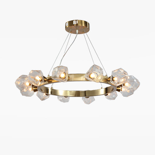 Aurelia Round Brass Ring Chandelier in Polished Gold