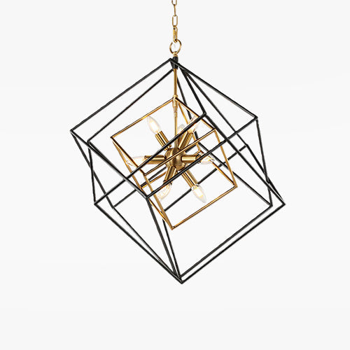 Industrial Dual-Color Iron Square Pendant Light with Acrylic Shade