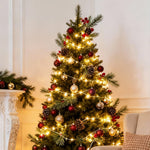 Artisan Nordic LED String Lights with Wood-Tone Fabric Ornaments, Two-Pack