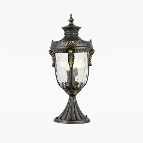 Solid Copper Outdoor Pillar Light with Clear Glass Shade
