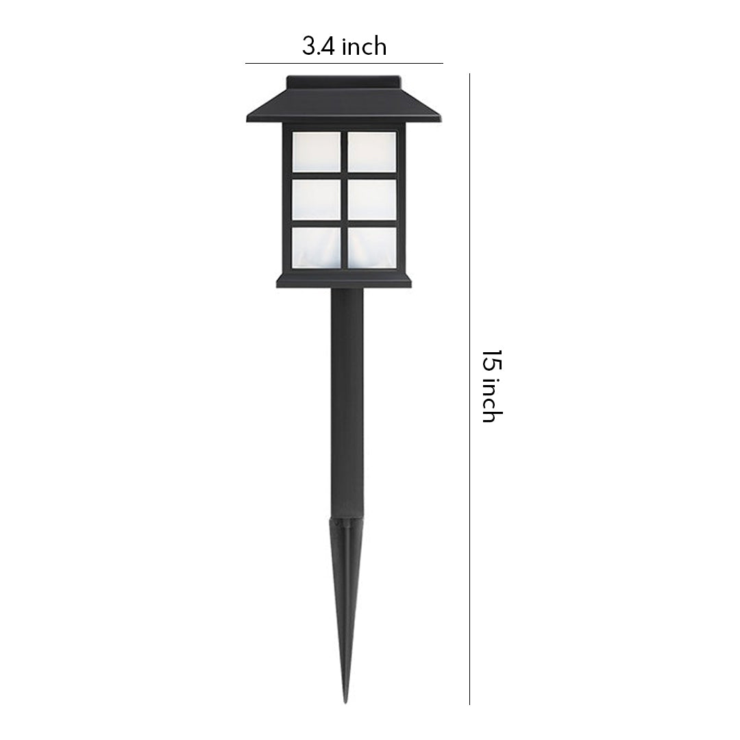 Modern Solar LED Garden Stake Lights, Black Square Pavilion Design for Pathways and Patios