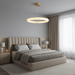 Halo di Pietra Alabaster Ring Chandelier in Brushed Brass