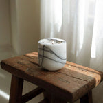 Halo Calm Natural Stone Candle Holder – Artisan Marble & Travertine Tabletop Accent