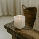 Halo Calm Natural Stone Candle Holder – Artisan Marble & Travertine Tabletop Accent