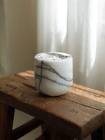 Halo Calm Natural Stone Candle Holder – Artisan Marble & Travertine Tabletop Accent