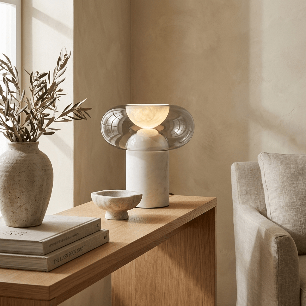 Halo Alabaster Table Lamp – Sculptural LED Accent Light for Modern Interiors