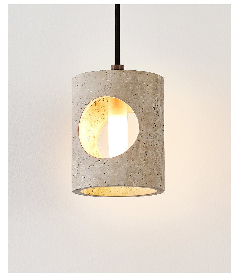 Halo Cut Travertine Pendant Light – Modern Stone Illumination