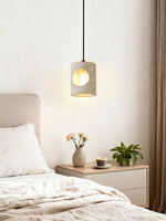 Halo Cut Travertine Pendant Light – Modern Stone Illumination