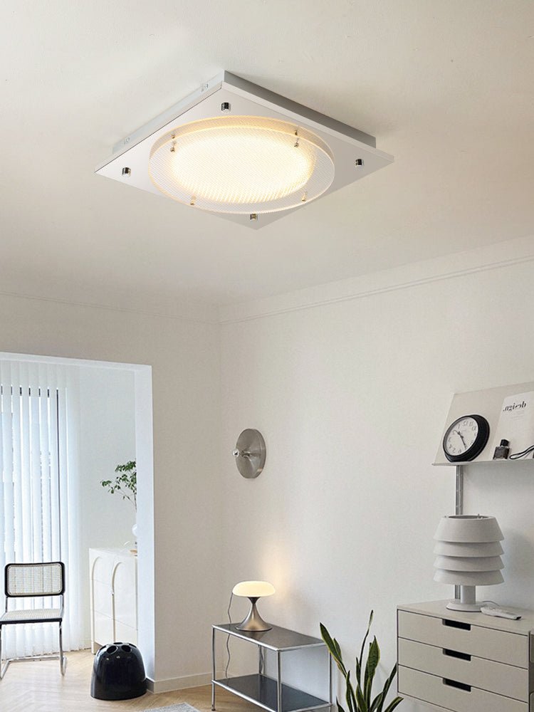 Halo Grid Modern LED Flush Mount Ceiling Light in Silver and White