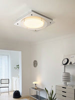 Halo Grid Modern LED Flush Mount Ceiling Light in Silver and White