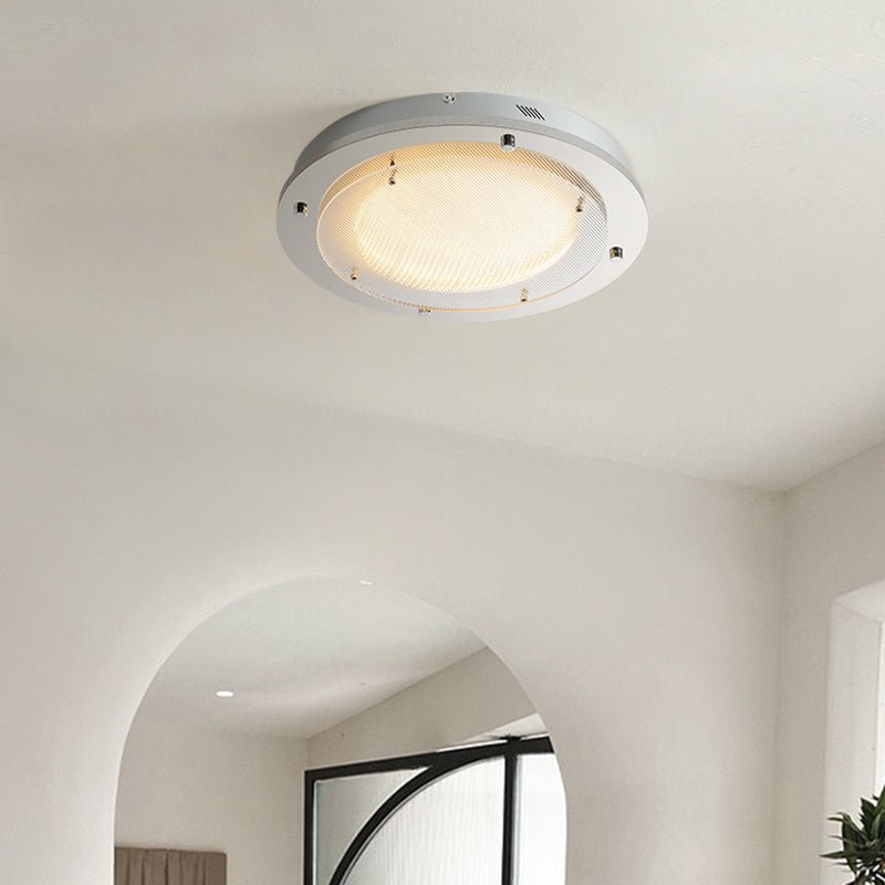 Halo Grid Modern LED Flush Mount Ceiling Light in Silver and White